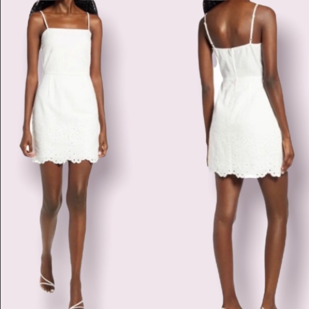 ROWA Embroidered Sleeveless Linen Blend Minidress in White